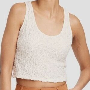 A New Day Cream Smocked Crop Tank Top